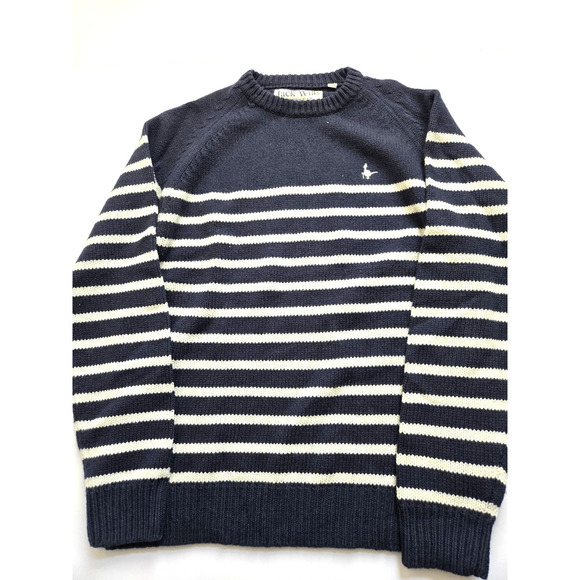 Jack Wills Sweater Mens Large Stripes Pullover Crew Neck Blue Casual EUC - Picture 1 of 15